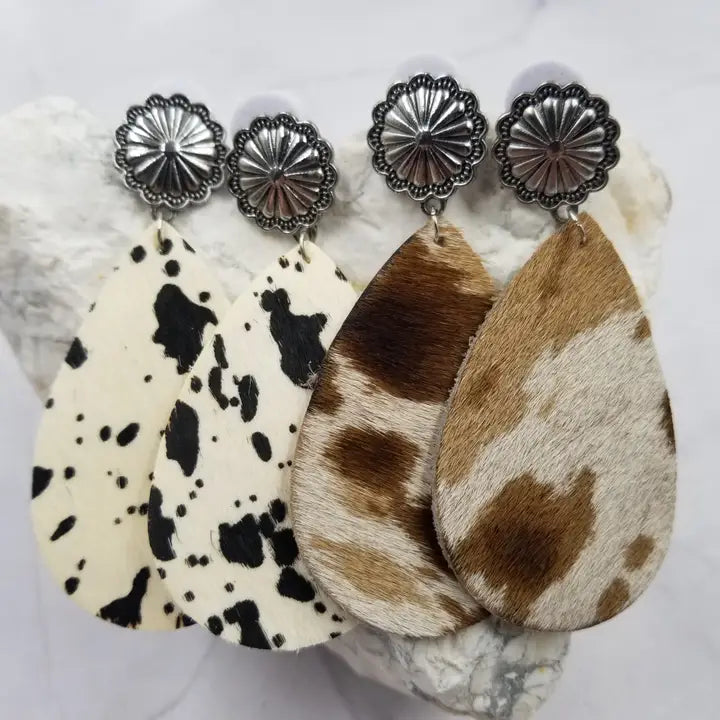 Western Hair Leather Earrings