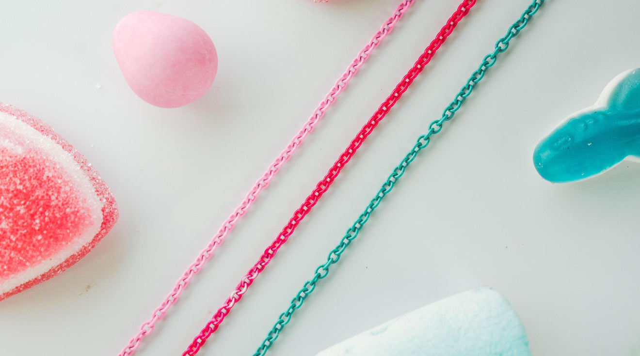 Neon Stainless Steel Chain w/Pressure Bonded Enamel