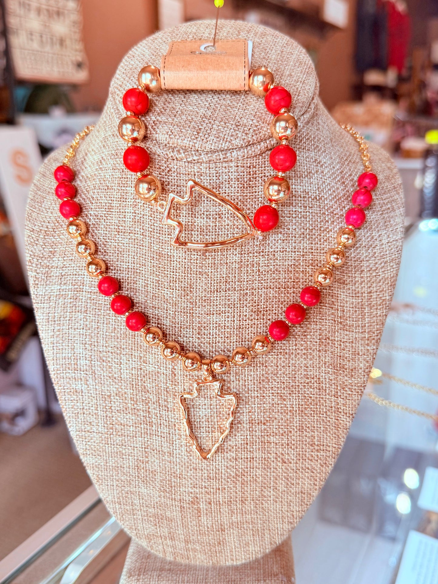 Arrowhead Beaded Necklace & Bracelet Set