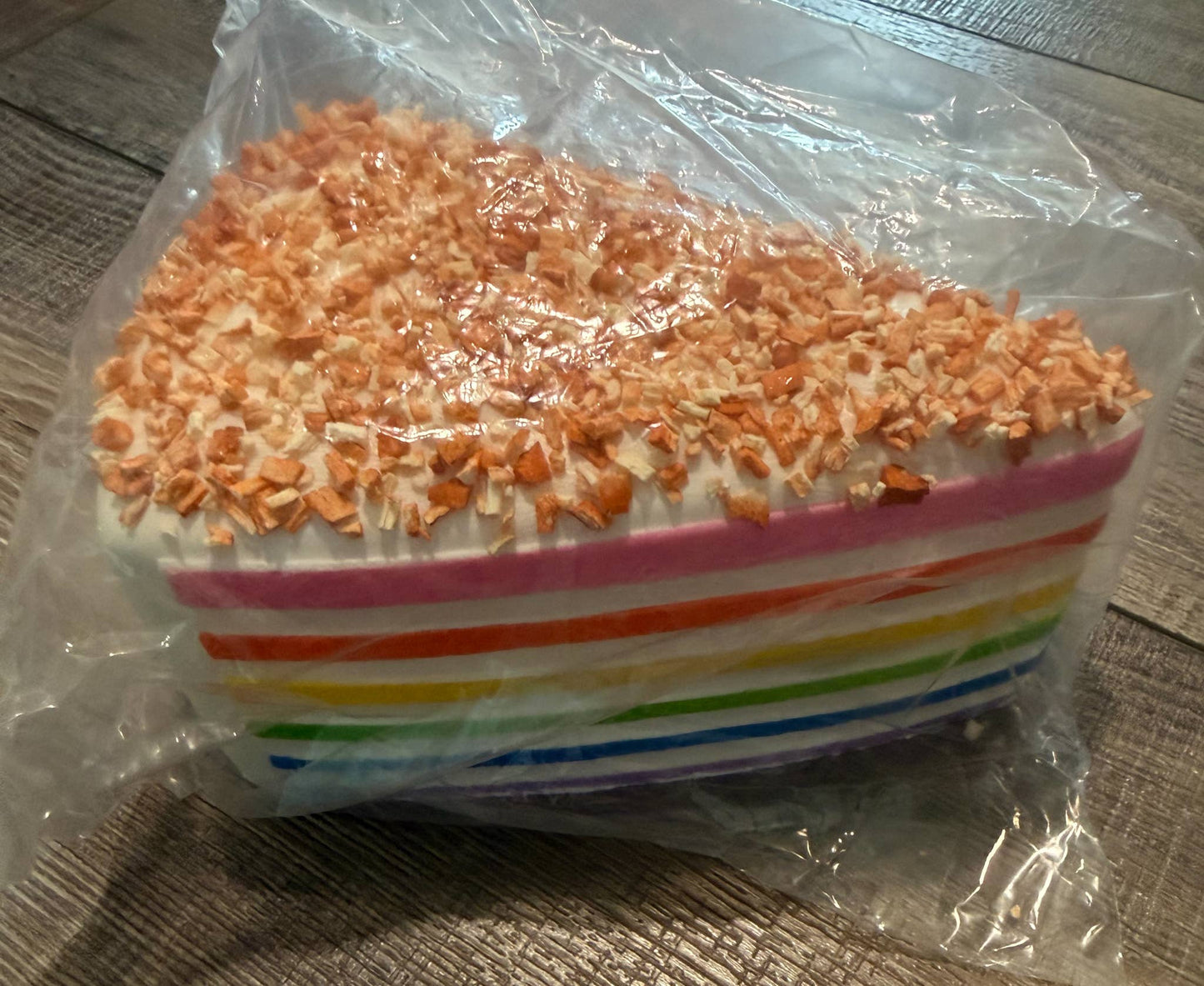 Rainbow Coconut Topping Squishy Squish Cake Stress Toy