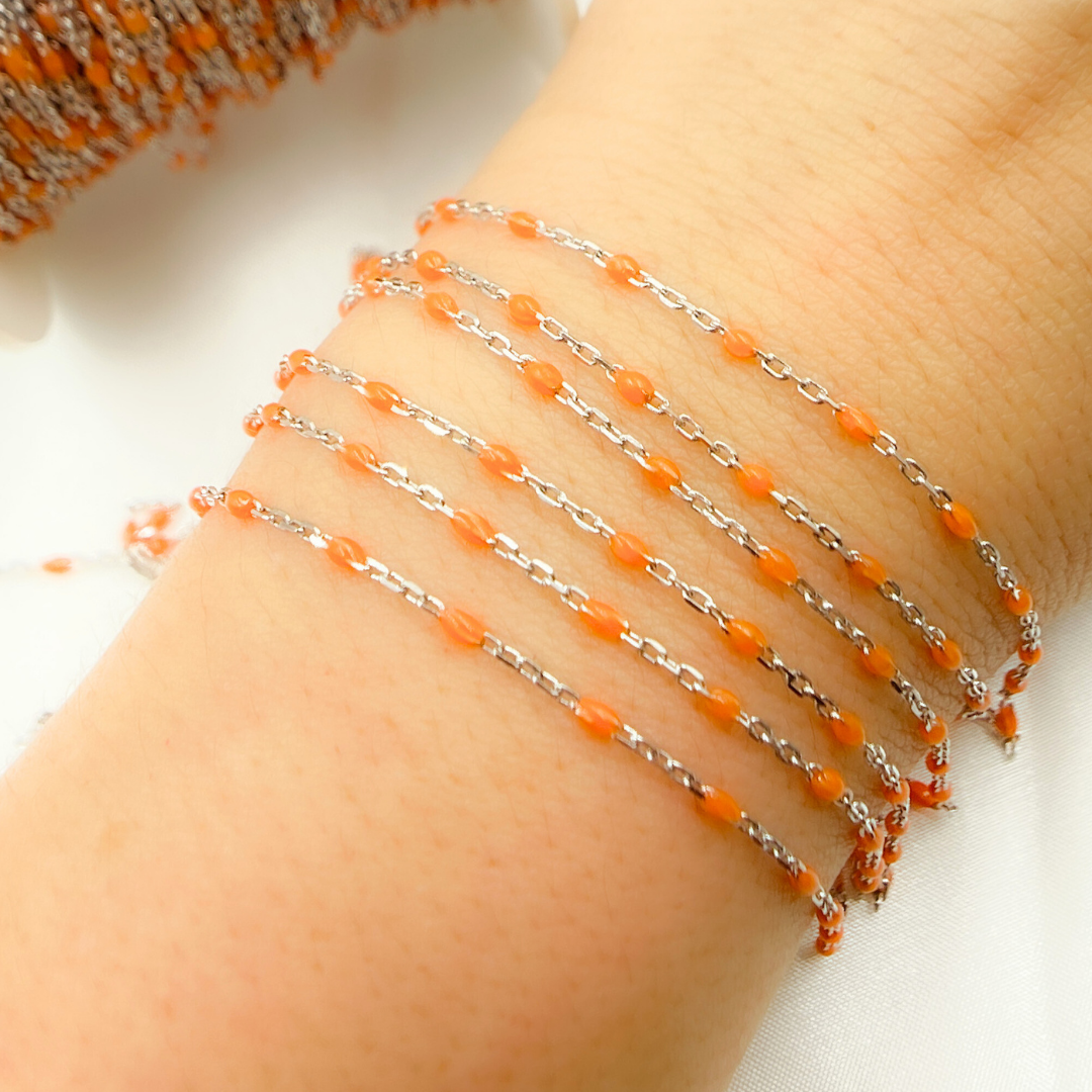 V203ENSS. Sterling Silver Enamel Chains
