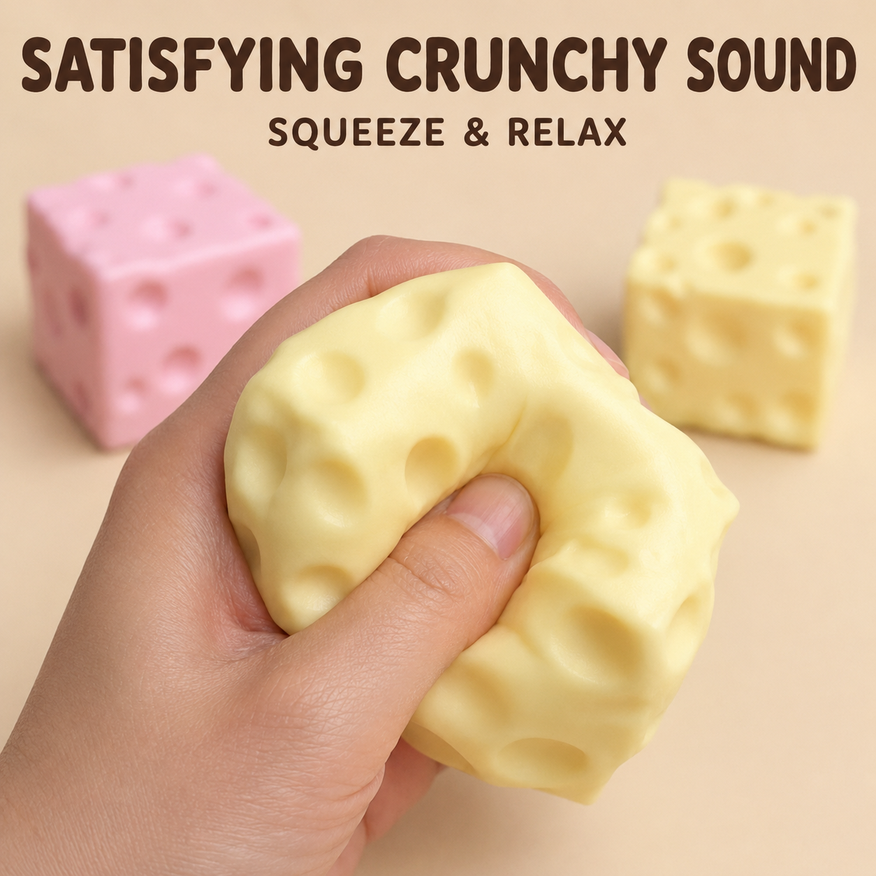 Crunchy Cheese Block Squishy Toy
