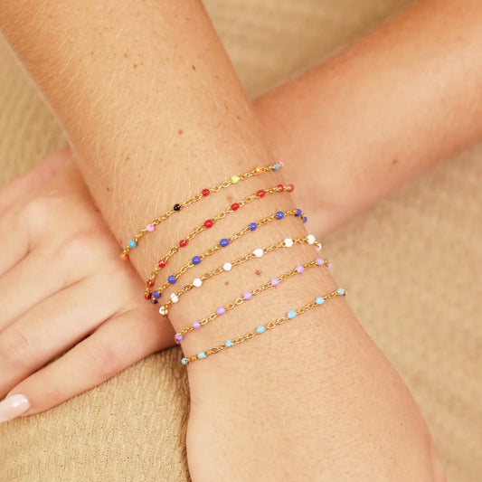 18K Gold Pvd Stainless Steel Beaded Chain in Assorted Colors