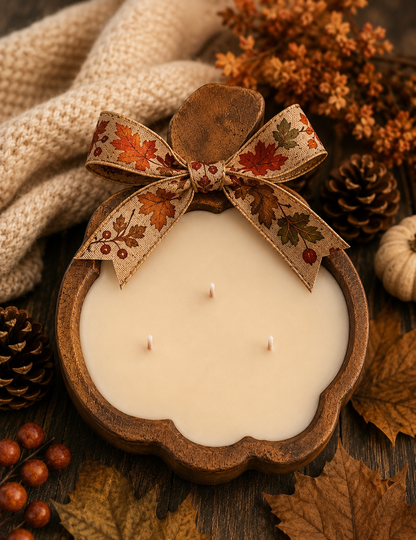 *NEW* Farmhouse Style Pumpkin Dough Bowl Soy Candle