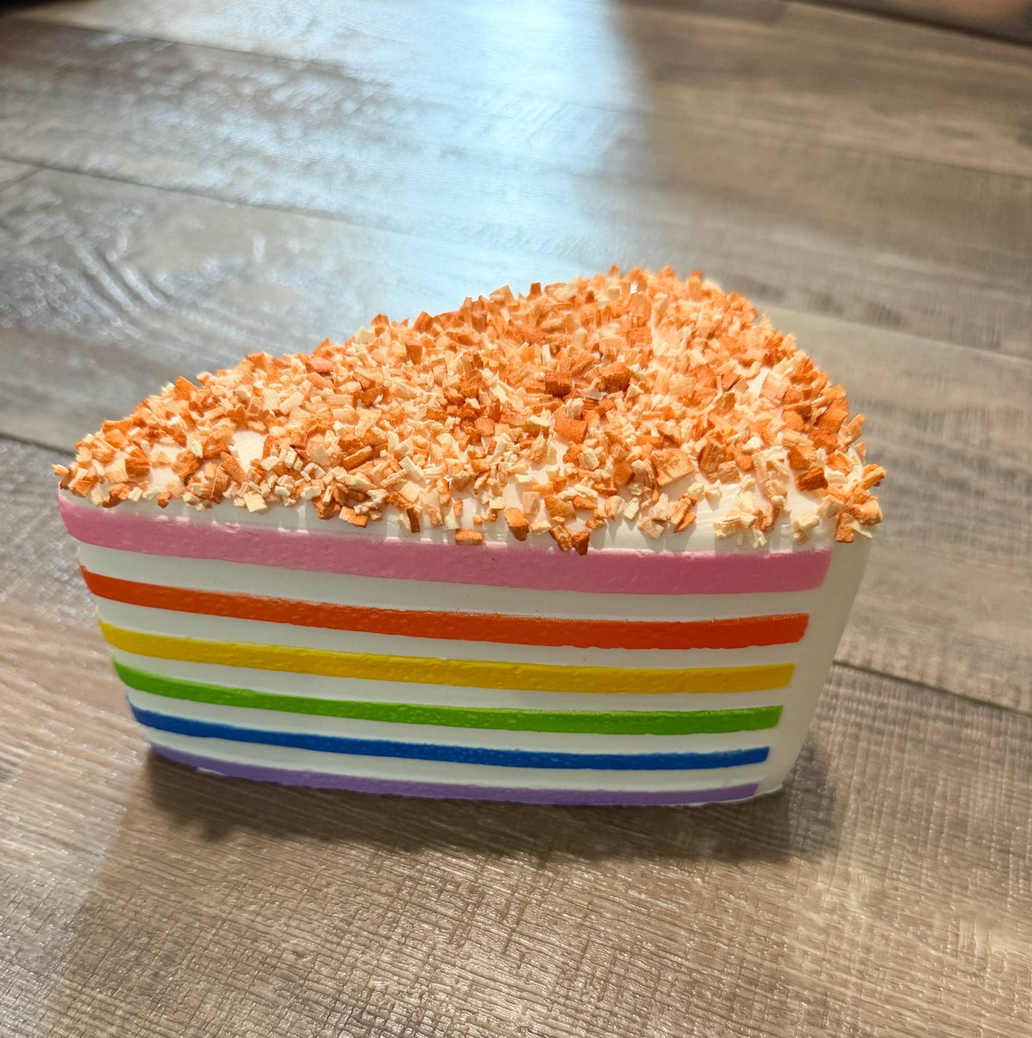 Rainbow Coconut Topping Squishy Squish Cake Stress Toy