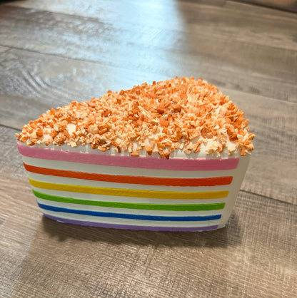Rainbow Coconut Topping Squishy Squish Cake Stress Toy