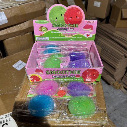 Colorful Glitter Icy Slushy Ball Squishy 12/pk | A115