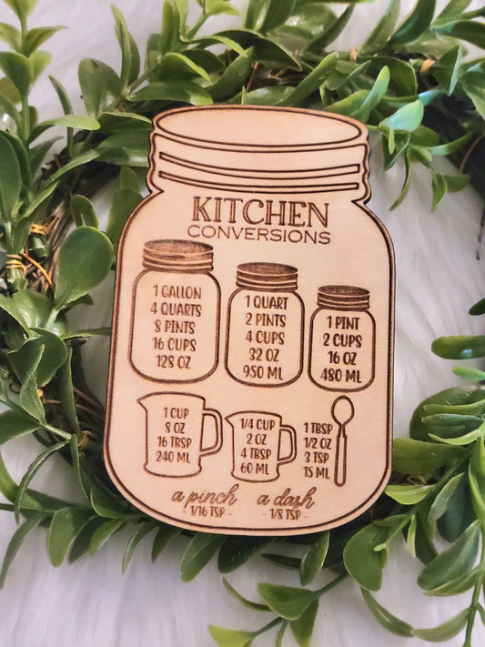 Kitchen Conversions Chart Mason Jar Magnet