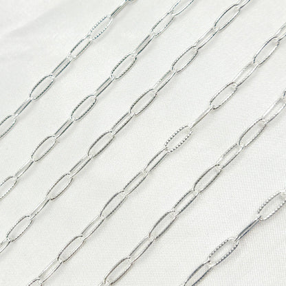 925 Sterling Silver Hammered Paperclip Chain.