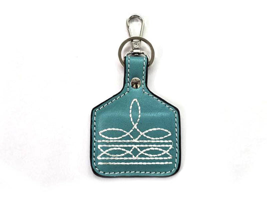 Western Boot Stitch Leather Keychain