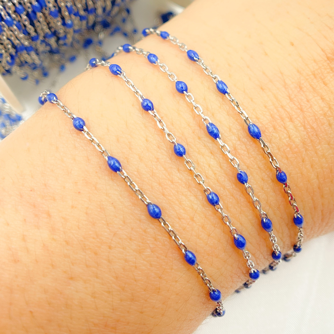 V203ENSS. Sterling Silver Enamel Chains