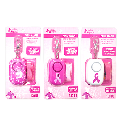 Panic Alarm Keychain Breast Cancer Awareness Pink- 3/Pack
