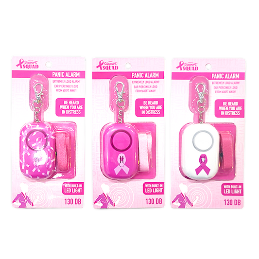 Panic Alarm Keychain Breast Cancer Awareness Pink- 3/Pack