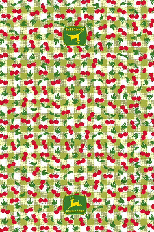 JOHN DEERE Gingham Cherries Tea Towel