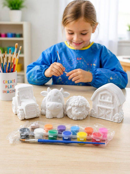 Paint Your Own Farm Set, Craft, Sheep, Tractor, Cow, Barn
