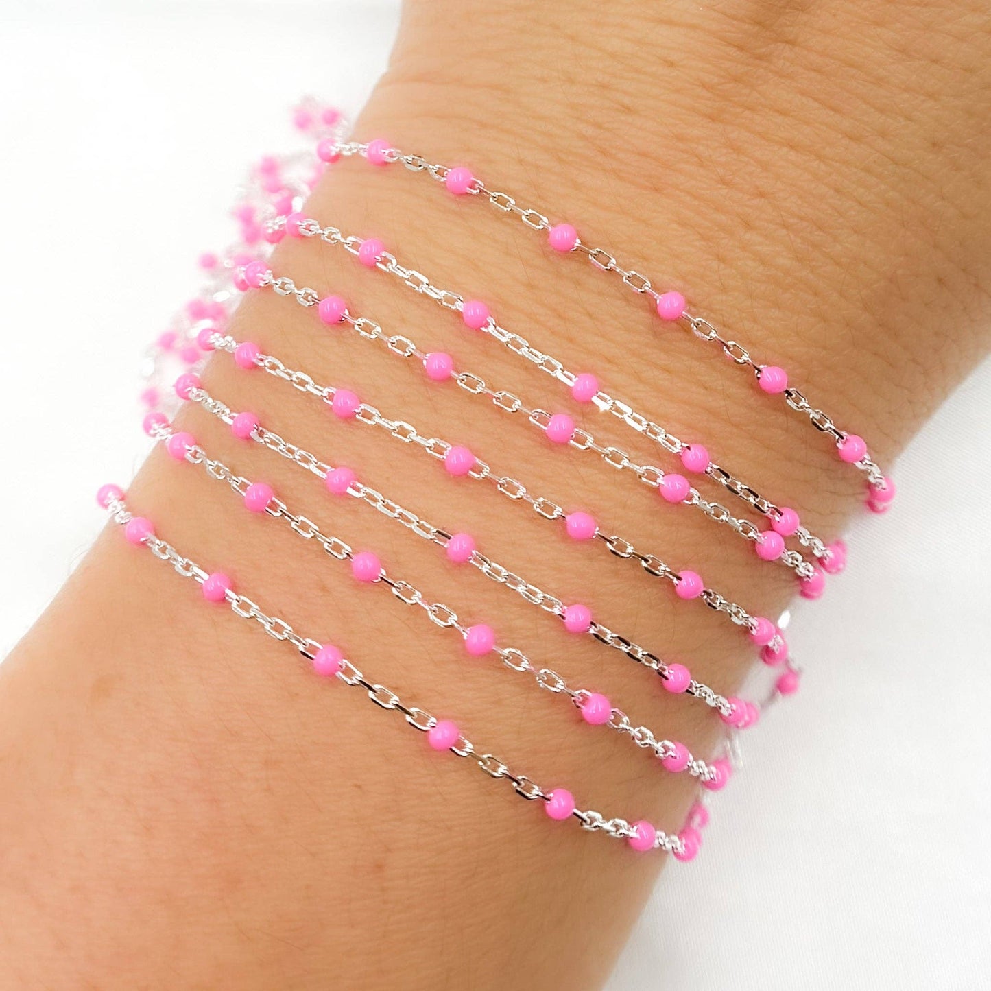 V203ENSS. Sterling Silver Enamel Chains