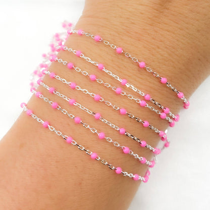 V203ENSS. Sterling Silver Enamel Chains