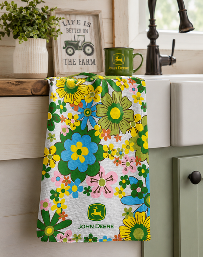 JOHN DEERE Flower Power Tea Towel