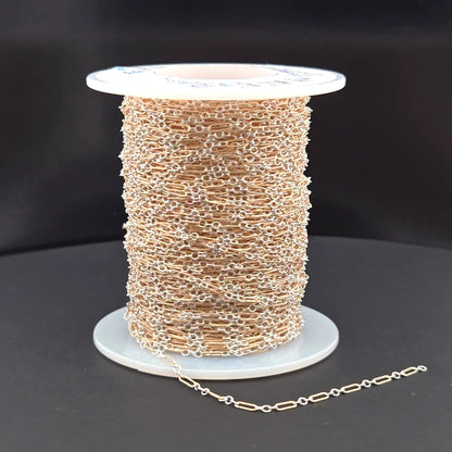 XM/1003K. 14K Gold Filled and Sterling Silver Knurled Link Chain – Long & Short Pattern