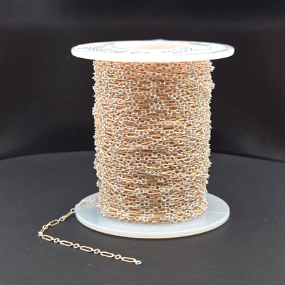 XM/1003K. 14K Gold Filled and Sterling Silver Knurled Link Chain – Long & Short Pattern