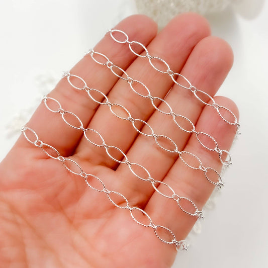 Sterling Silver Twisted Oval & Round Link Chain