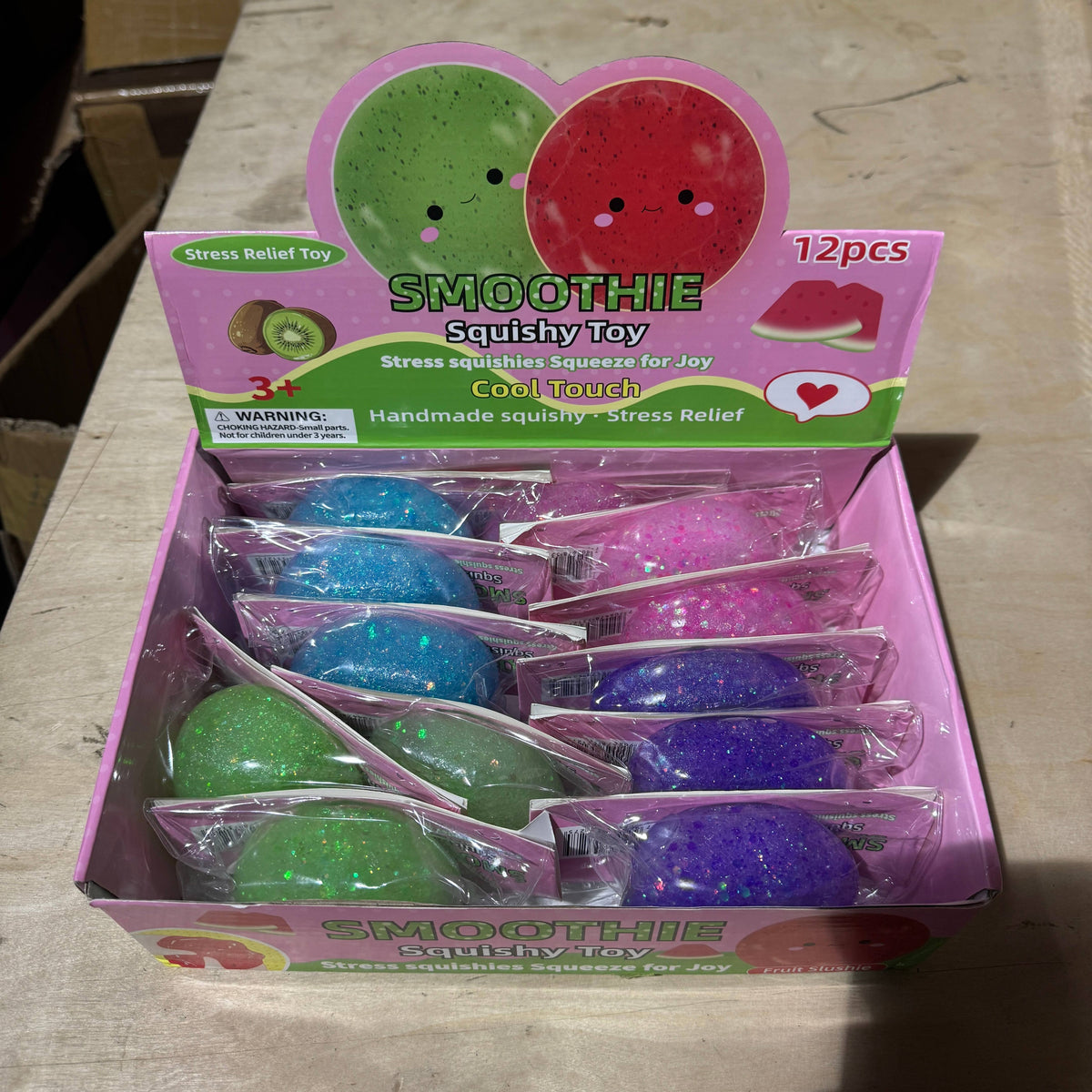 Colorful Glitter Icy Slushy Ball Squishy 12/pk | A115