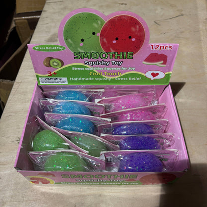 Colorful Glitter Icy Slushy Ball Squishy 12/pk | A115