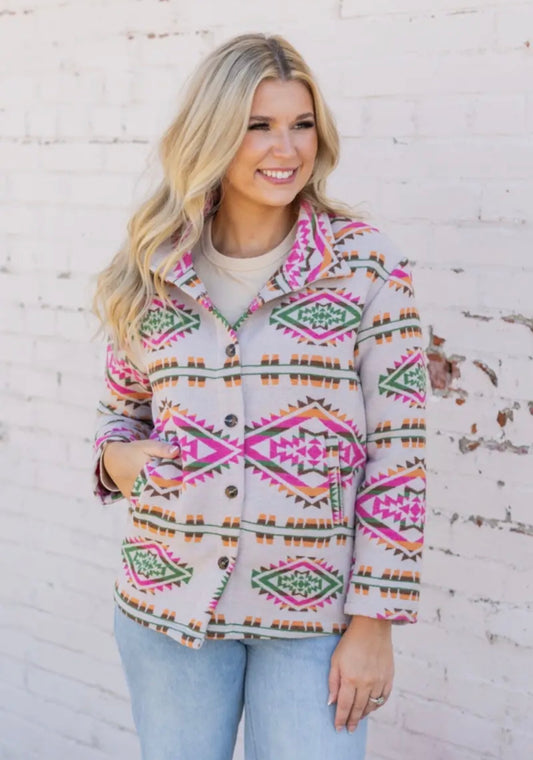 Pink Aztec Print Jacket