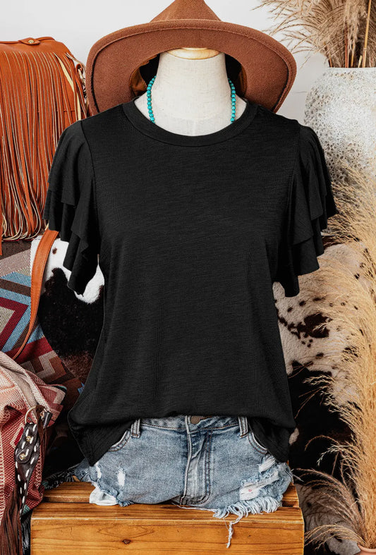 Ruffled Short Sleeve Top