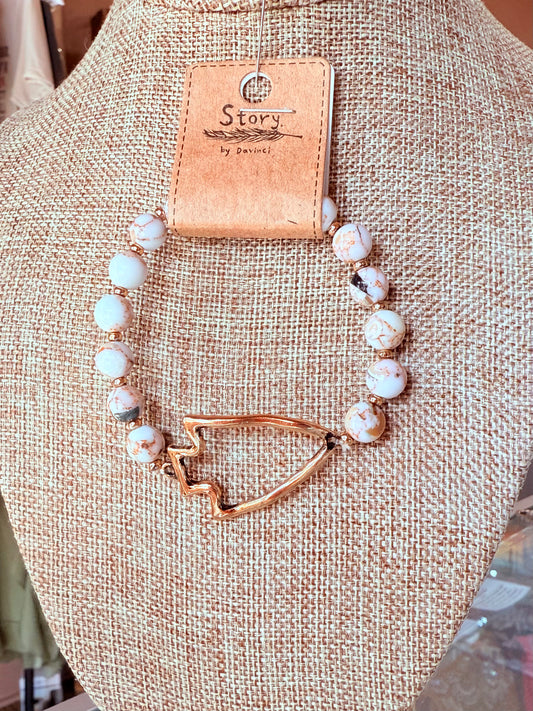 White Bead Bracelet with Arrowhead