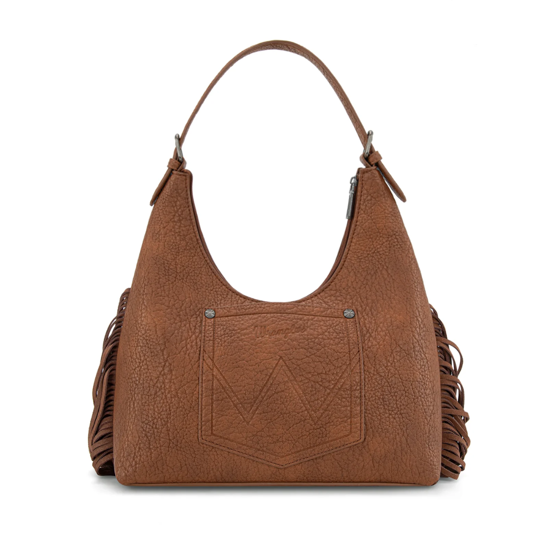 Wrangler Fringe Floral Tooled Hobo Bag