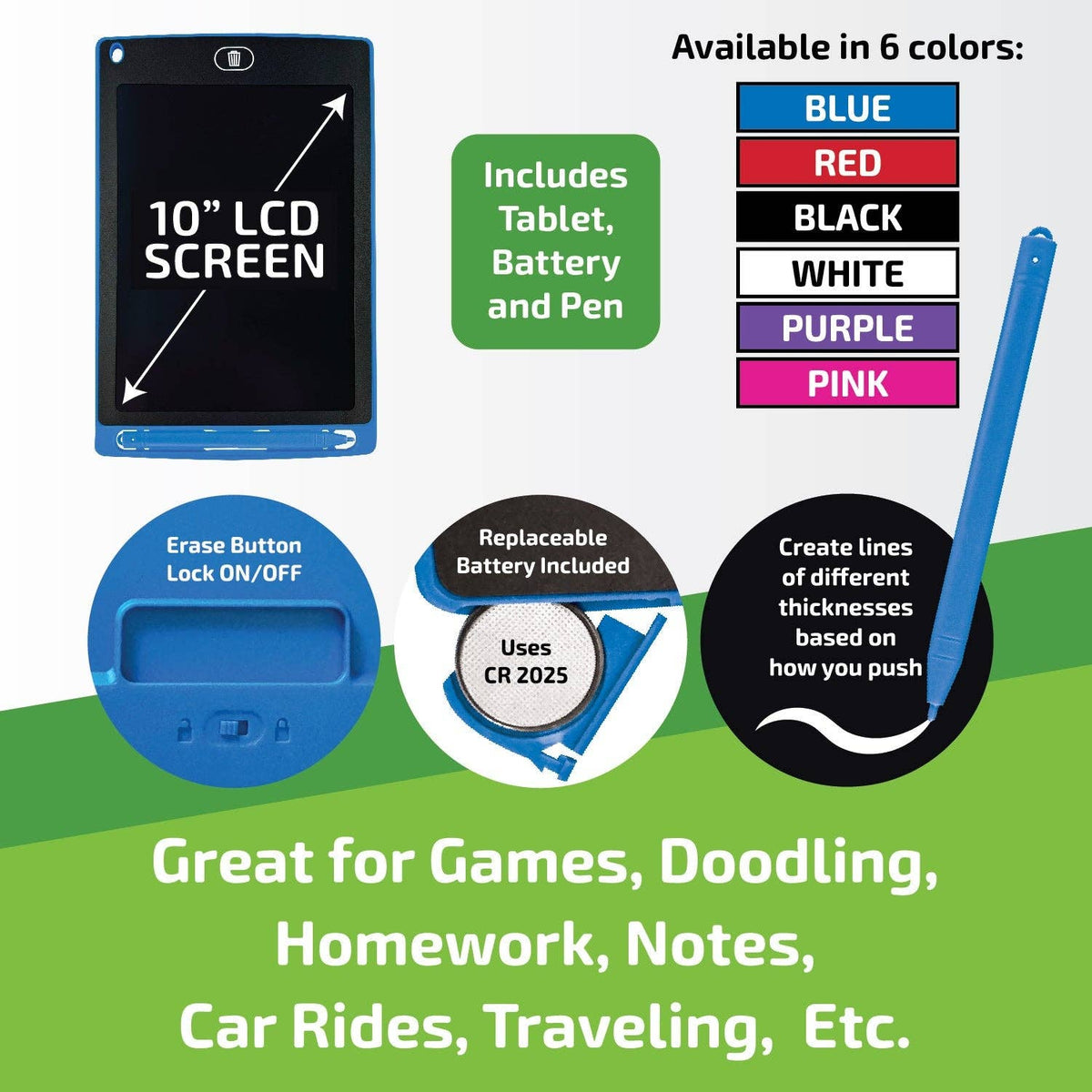 Gadget Gear LCD Drawing Board Tablet Assortment - 6/Pack
