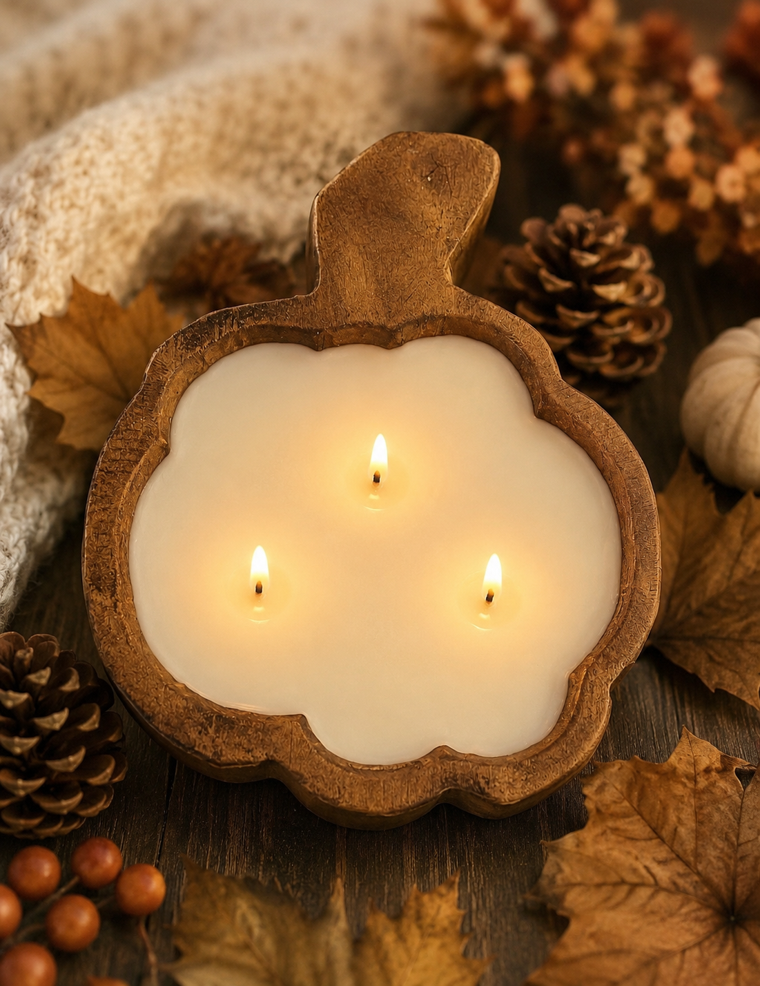 *NEW* Farmhouse Style Pumpkin Dough Bowl Soy Candle