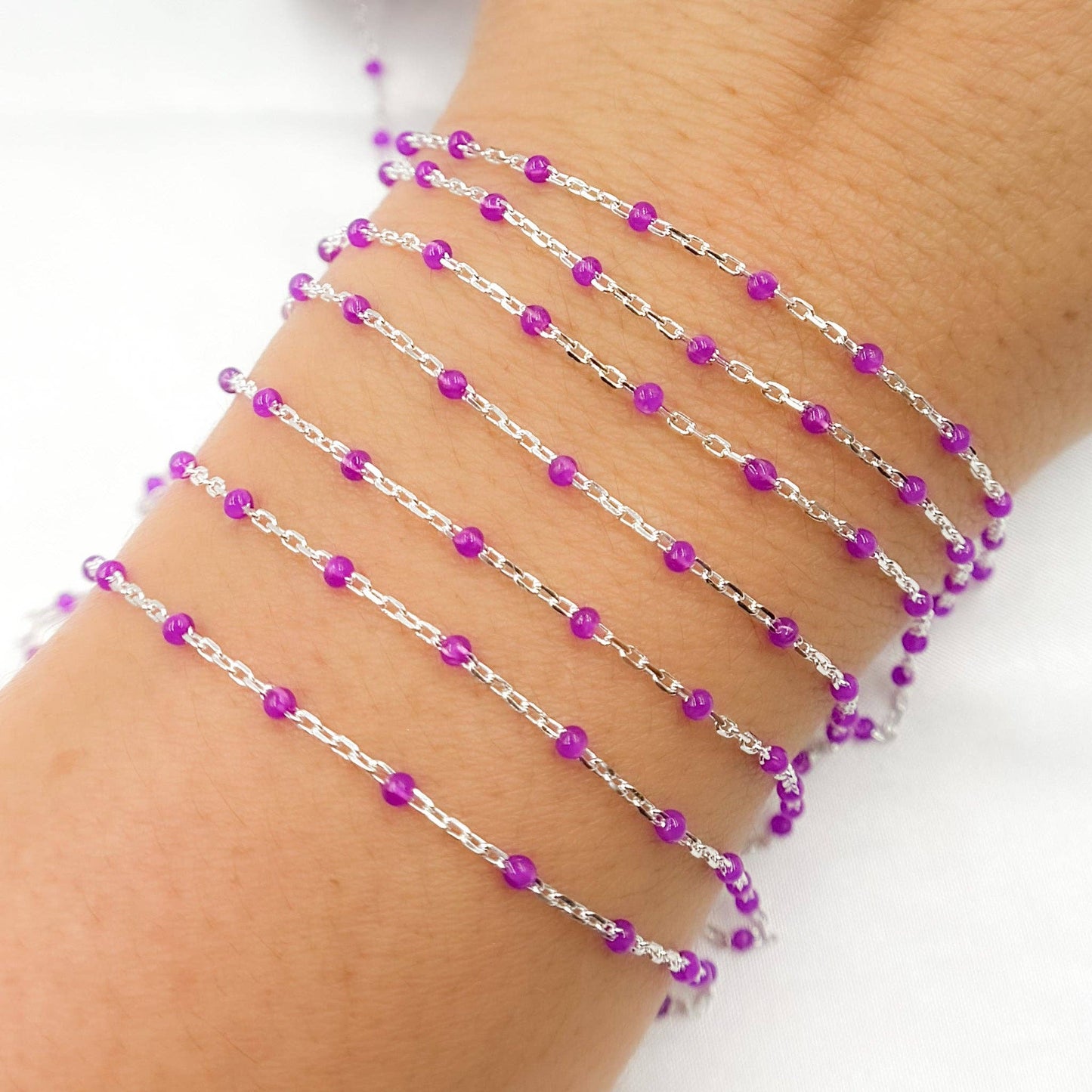 V203ENSS. Sterling Silver Enamel Chains