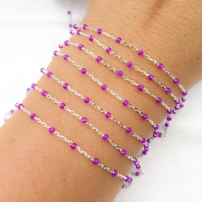 V203ENSS. Sterling Silver Enamel Chains