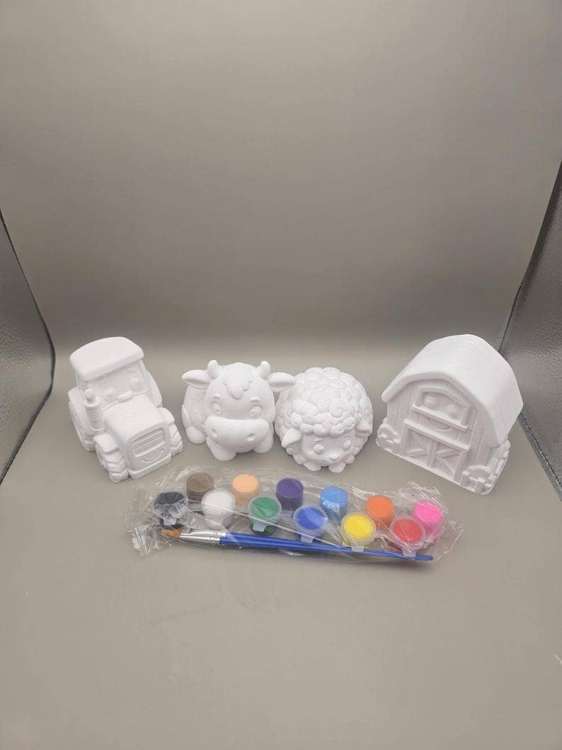 Paint Your Own Farm Set, Craft, Sheep, Tractor, Cow, Barn