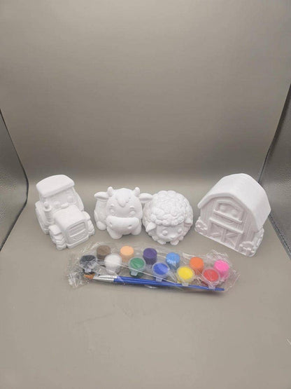 Paint Your Own Farm Set, Craft, Sheep, Tractor, Cow, Barn