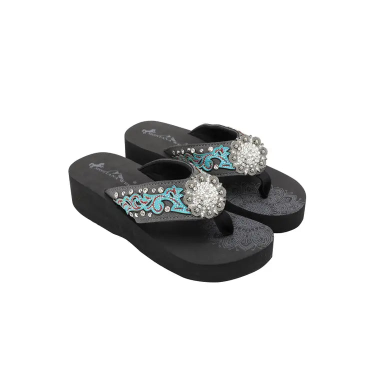 Montana West Boot Scroll Platform Flip-Flops