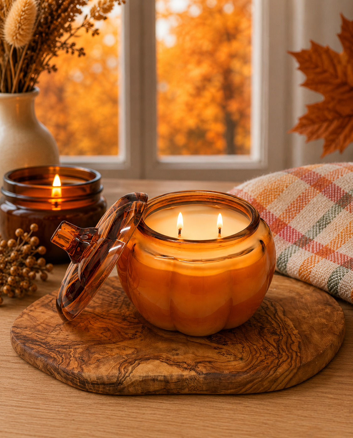 Pumpkin Glass Jar Soy Candle (15oz.)