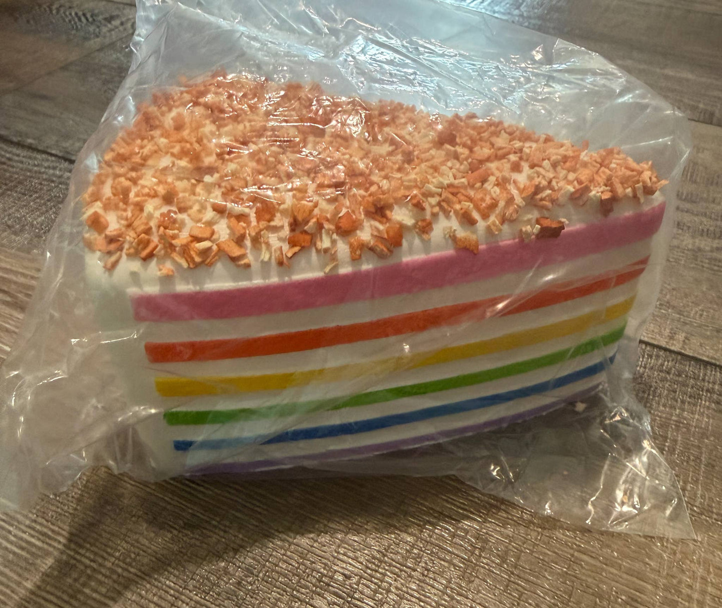 Rainbow Coconut Topping Squishy Squish Cake Stress Toy
