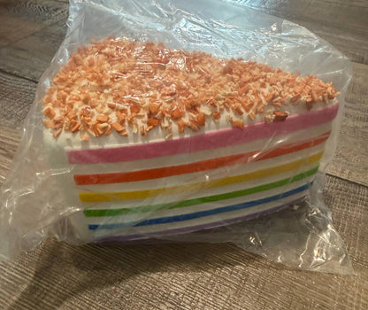 Rainbow Coconut Topping Squishy Squish Cake Stress Toy