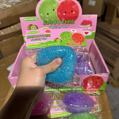 Colorful Glitter Icy Slushy Ball Squishy 12/pk | A115