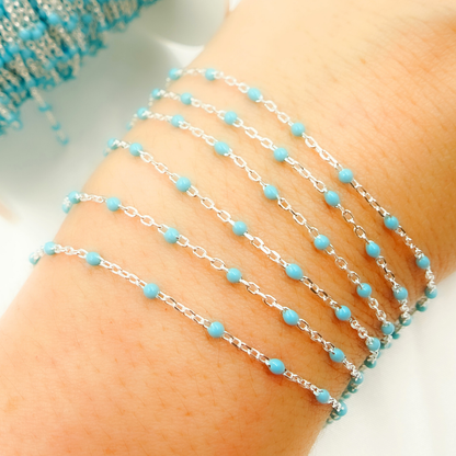 V203ENSS. Sterling Silver Enamel Chains