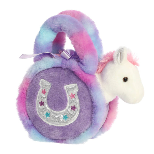 7" Horse in Purple Horseshoe Purse