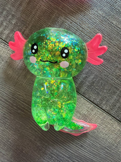 Squishy Squish Glitter Axolotl Stress Toy