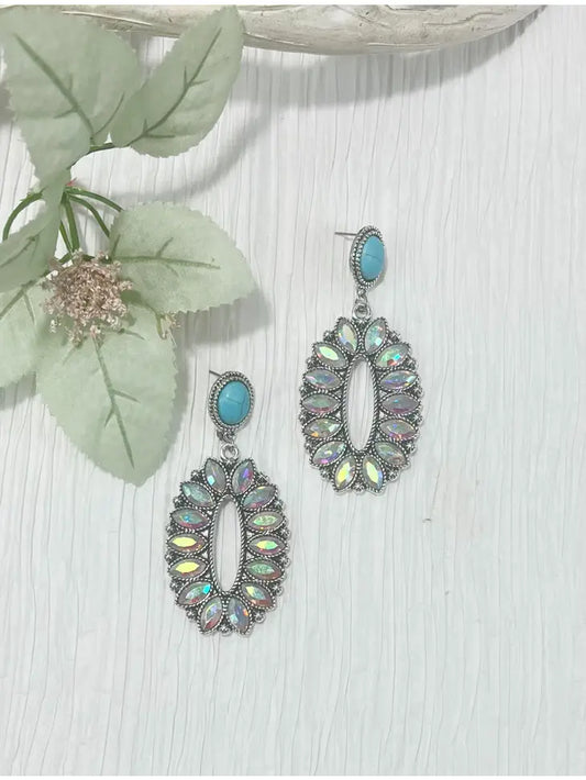 Aurora Borealis Silver Drop Earrings